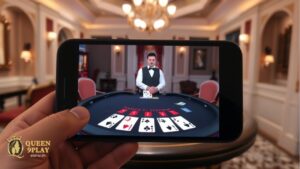 a live casino game playing in a mobile phone