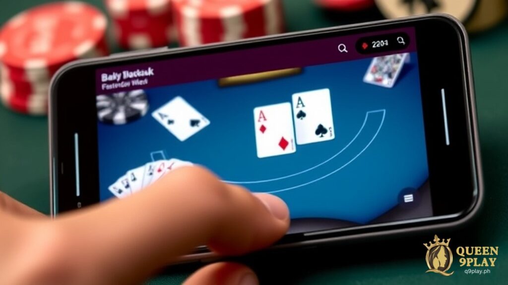 a website showing online blackjack game